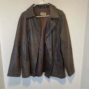 Pres De Chamonix brown leather jacket women’s size large